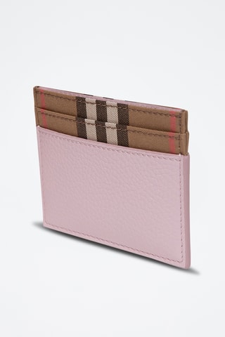 Porte-cartes en cuir Check - Rose