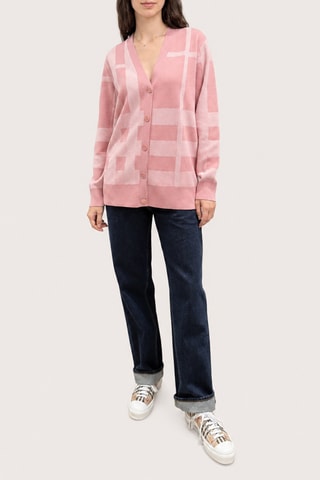 Gilet en laine mérinos et soie Check - Rose