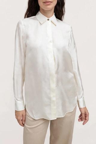 Chemisier en soie mûrier de Silk - Beige