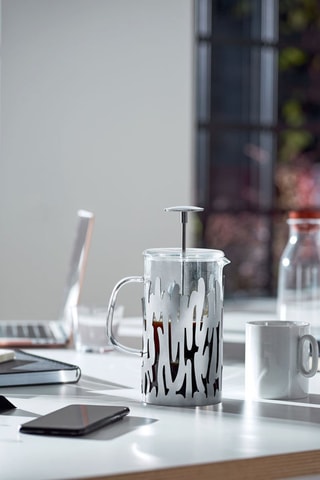 Cafetera con émbolo de acero inoxidable Barkoffee - 72 cl - 8 tazas - Blanco