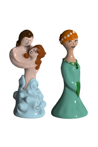2 estatuillas de porcelana Paolo, Francesca y Beatriz  4,5 x 4,5 x 10 cm