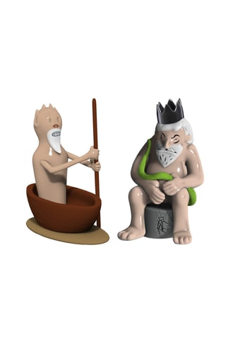 2 estatuillas de porcelana Charon y Minos - 9,5 x 6 x 10 cm