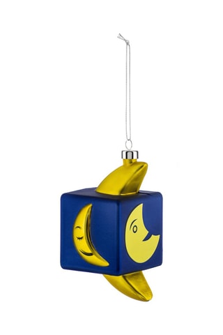 Adorno de Navidad de vidrio soplado Mooncube - Azul oscuro