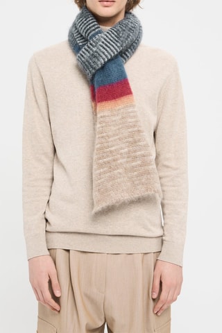 Echarpe en laine et mohair - Bleu marine et beige chiné