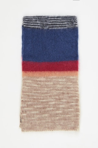 Echarpe en laine et mohair - Bleu marine et beige chiné
