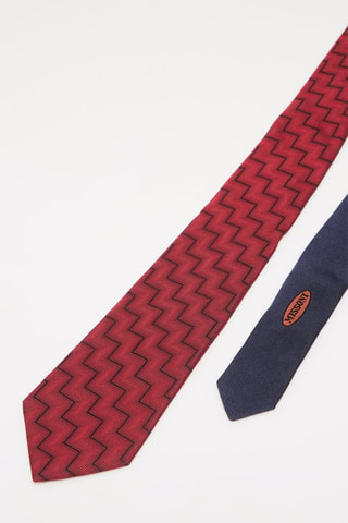 Cravate en soie - Bleu marine et rouge