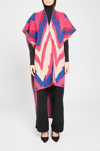 Poncho en laine et alpaga - Rouge