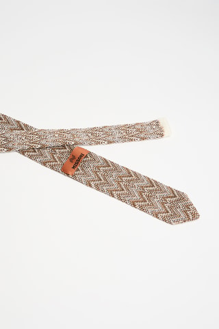 Cravate fine en laine et soie - Marron