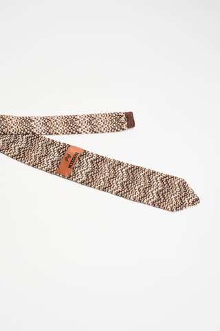 Cravate fine en laine et soie - Marron