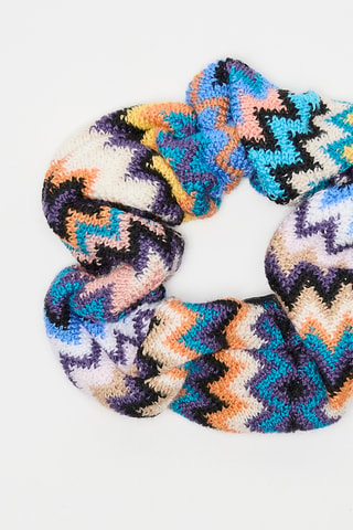 Chouchou en laine - Bleu et écru
