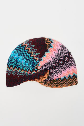 Turban en laine - Marron et turquoise