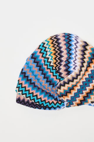 Turban en laine - Bleu et noir