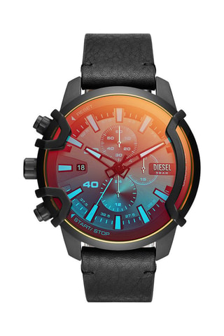 Orologio al quarzo in pelle - Cronografo - Nero e giallo