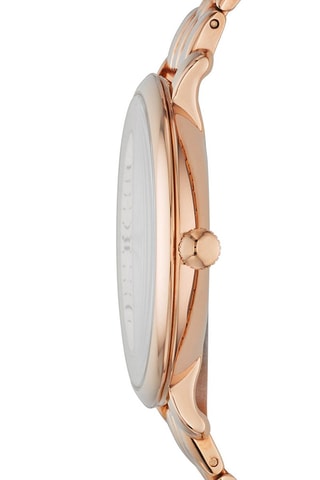 Cofanetto orologio al quarzo in acciaio, collana e orecchini- Dorato rosa