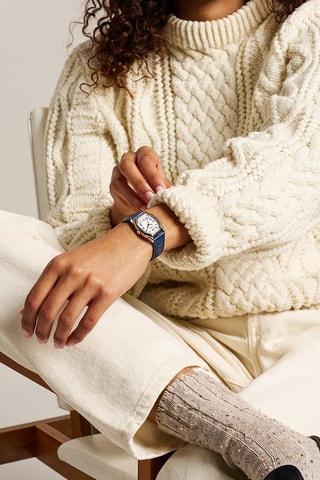 Orologio al quarzo in pelle - Blu e argentato