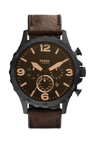 Orologio al quarzo in pelle - Cronografo - Marrone e nero