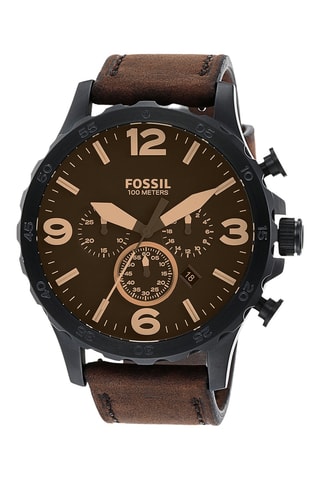 Orologio al quarzo in pelle - Cronografo - Marrone e nero