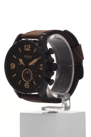 Orologio al quarzo in pelle - Cronografo - Marrone e nero