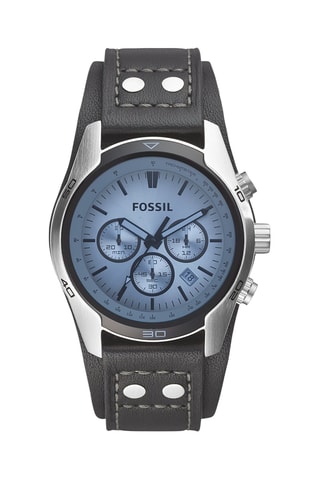 Orologio al quarzo in pelle - Cronografo - Nero e argentato