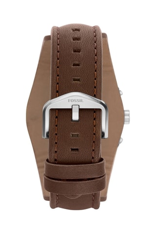 Orologio al quarzo in pelle - Cronografo - Marrone e argentato 