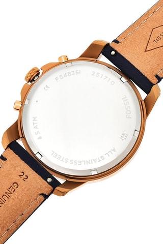 Orologio al quarzo in pelle - Cronografo - Blu e dorato