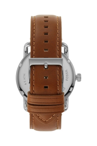 Orologio al quarzo in pelle - Marrone e argentato