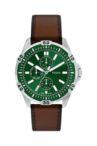 Orologio al quarzo in pelle - Cronografo - Marrone e argentato