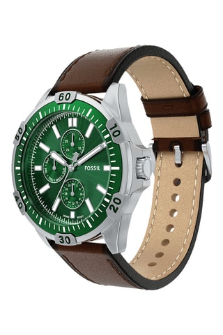 Orologio al quarzo in pelle - Cronografo - Marrone e argentato
