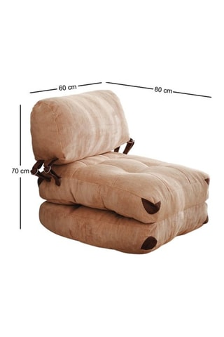 Sofa convertible Fold Kadife - Camel - Revêtement tissu