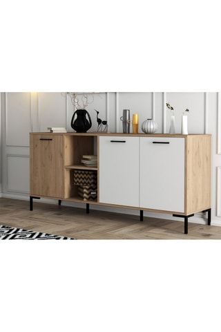 Buffet 3 portes Imitation bois et blanc