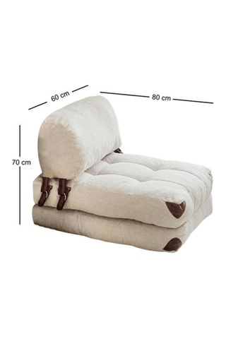 Fauteuil convertible en hêtre Fold Teddy -  Crème - Revêtement polyester