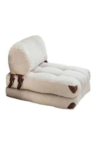 Fauteuil convertible en hêtre Fold Teddy -  Crème - Revêtement polyester