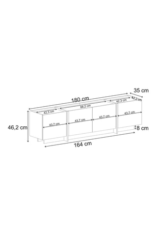 Meuble TV 4 portes Lowen - 180 x 46,2 x 35 cm