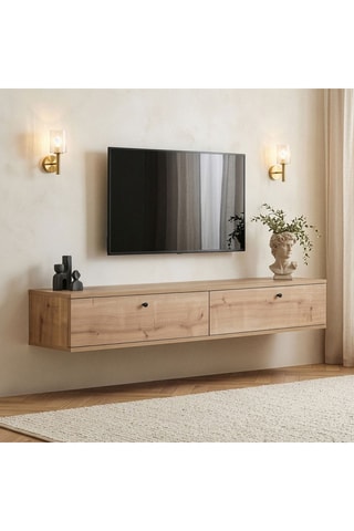 Meuble TV 2 abattants Ligne - 160 x 25 x 25 cm