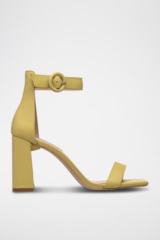 Sandalias de piel de tacón Riveting - Amarillo