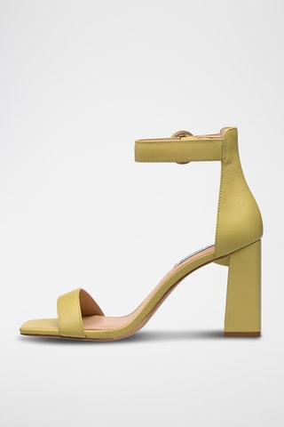 Sandalias de piel de tacón Riveting - Amarillo