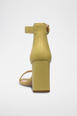 Sandalias de piel de tacón Riveting - Amarillo