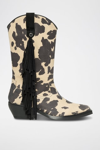 Botas de piel Wallace - Beige y negro