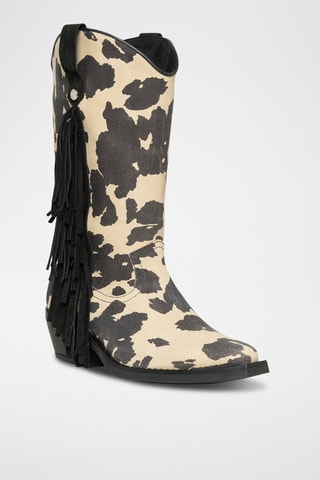 Botas de piel Wallace - Beige y negro