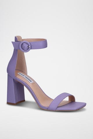 Sandalias de piel de tacón Riveting - Violeta