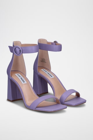 Sandalias de piel de tacón Riveting - Violeta