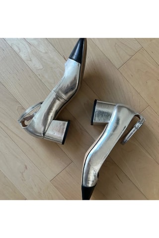 Zapatos de piel de charol de tacón Eli - Plateado