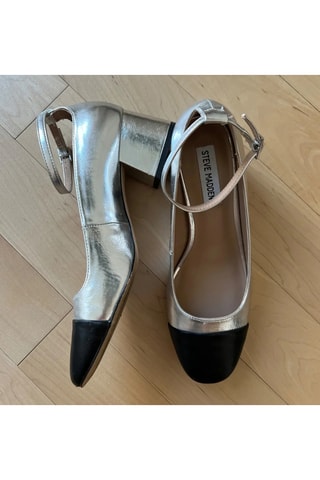 Zapatos de piel de charol de tacón Eli - Plateado
