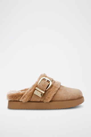 Sandalias de nobuk forradas Cozy Up - Beige