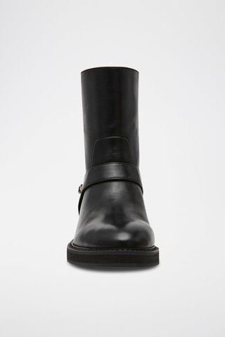 Botines de piel Loophole - Negro y dorado