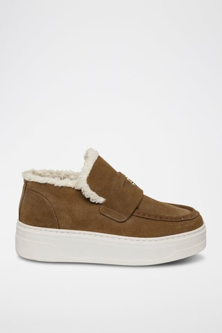 Slip-on de nobuk forrados con plataformas Maya - Topo