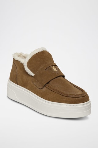 Slip-on de nobuk forrados con plataformas Maya - Topo