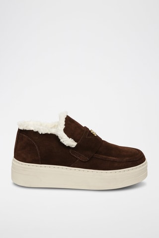 Slip-on de nobuk forrados con plataforma Maya - Marrón oscuro