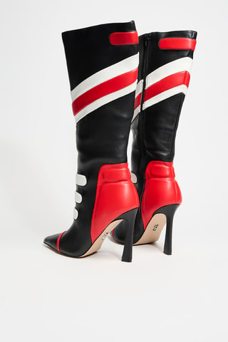 Botas de piel Sukie -  Negro y rojo