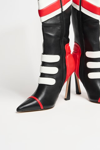 Botas de piel Sukie -  Negro y rojo